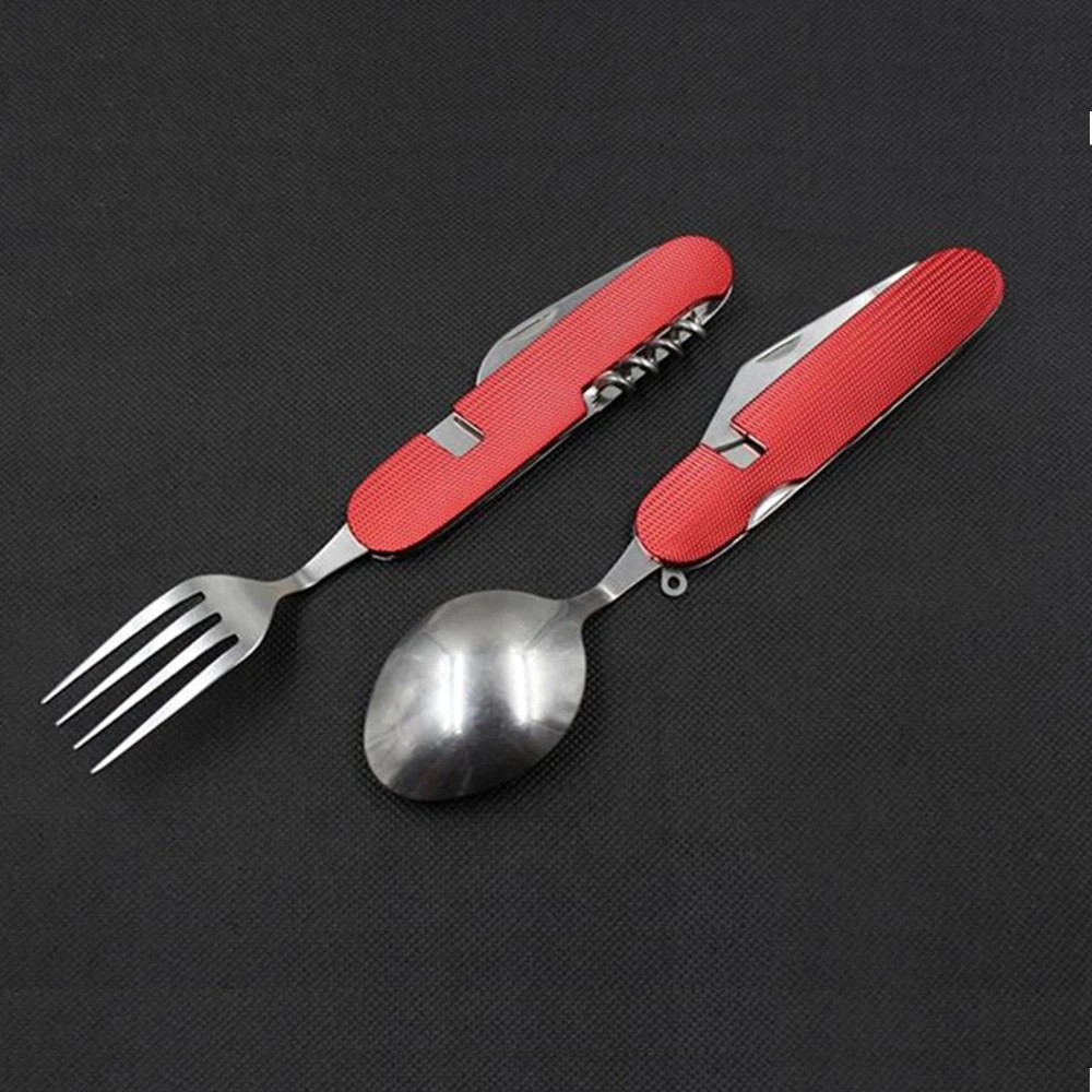 Портативный столовый прибор из нержавеющей стали для пикника 6 в 1|knife fork|travel
