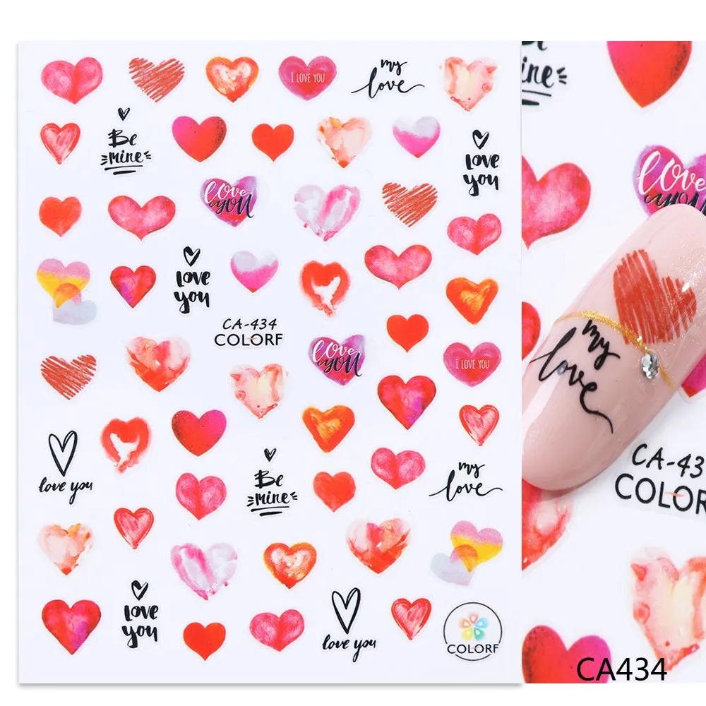 CA434 1 шт., стикеры 3D на ногти Nail Art, романтические наклейки на День святого Валентина, слайдер, губы, цветы, для путешествий, Переводные фольга, наклейки, французский маникюр, LACA428-436 - Цвет: CA434