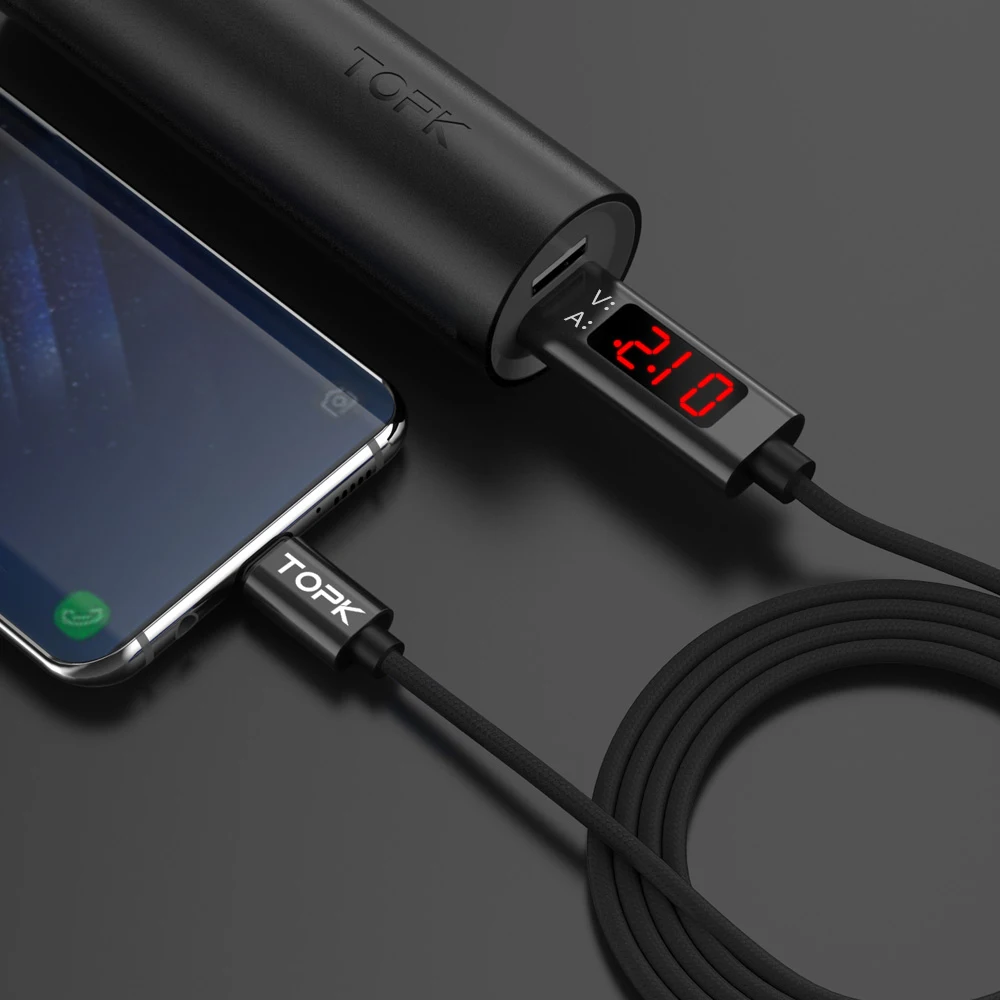 TOPK 3A Micro USB кабель usb type C кабель для samsung Xiaomi Быстрая зарядка кабель usbc и цифровой дисплей кабель для мобильного телефона