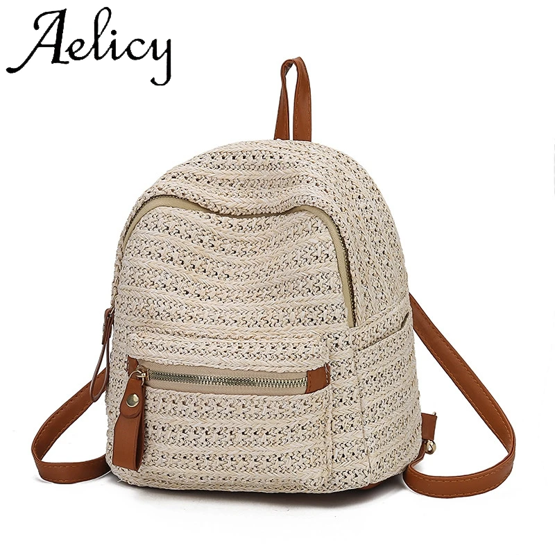 Aelicy, женская Соломенная Сумка, модная тканая мини сумка через плечо, женский рюкзак, высокое качество, Твердая Сумка, карман для телефона