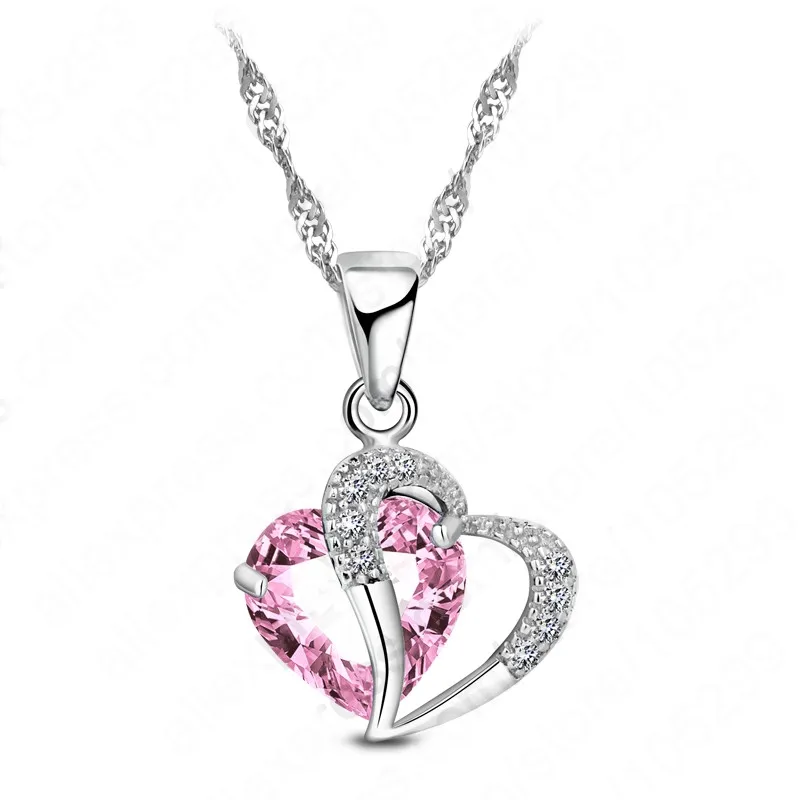 

New Candy Color Cubic Zirconia Necklaces Pendants Fashion Statement 925 Sterling Silver Necklace For Women Vintage Jewelry
