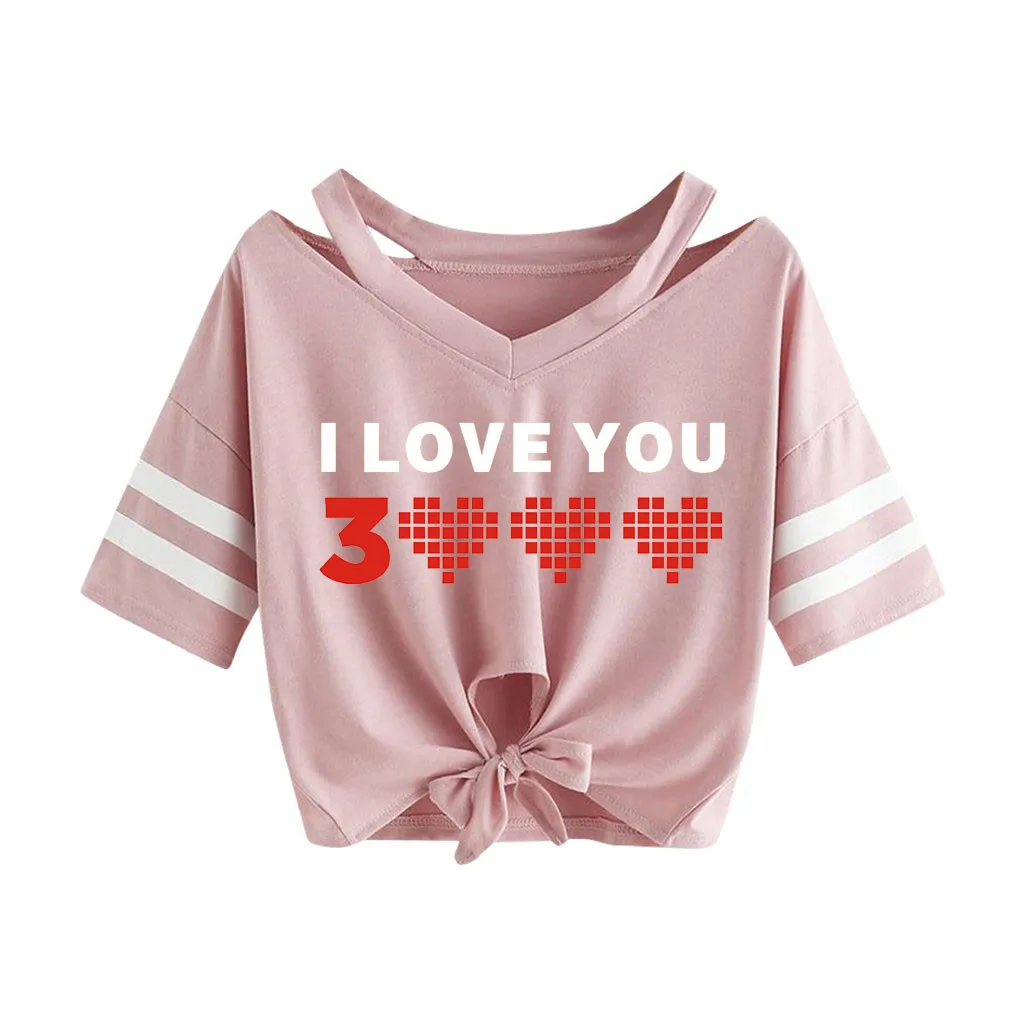 Женская короткая футболка с принтом I Love You JAYCOSIN Повседневная короткими рукавами
