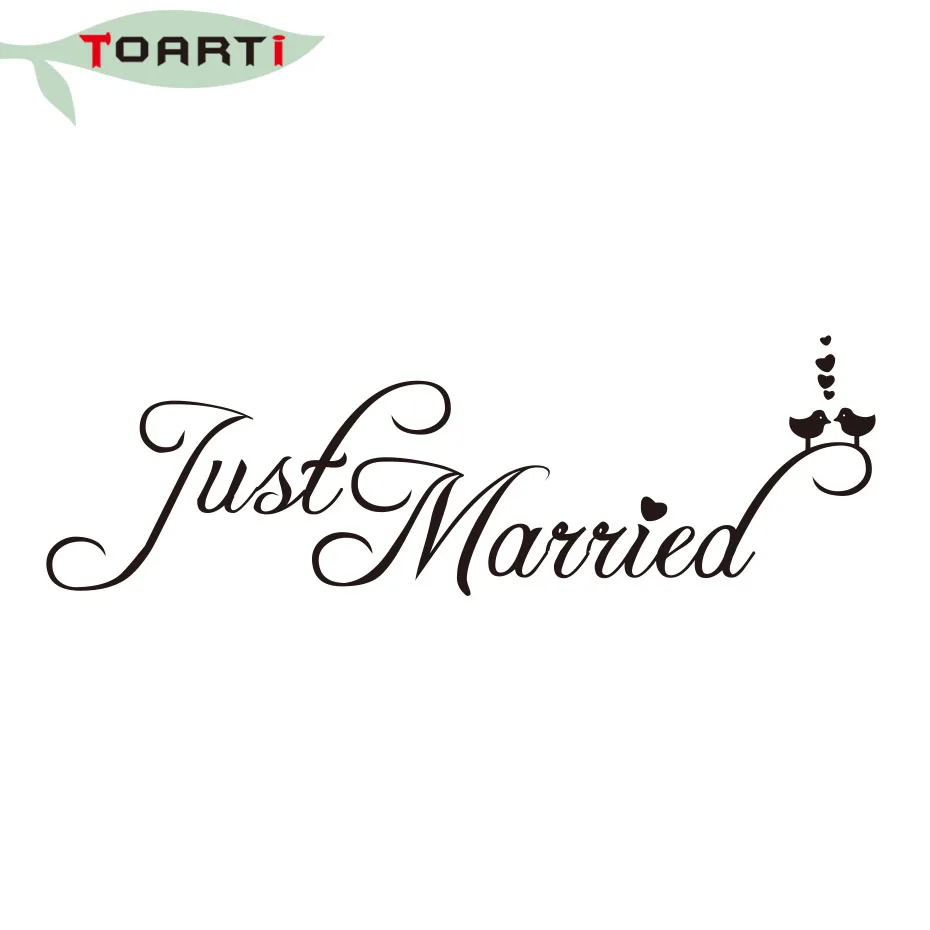 58*18CM Just Married Birds Car Stickers Vinyl Adhesive Removable Window Styling Waterproof Decals | Автомобили и мотоциклы
