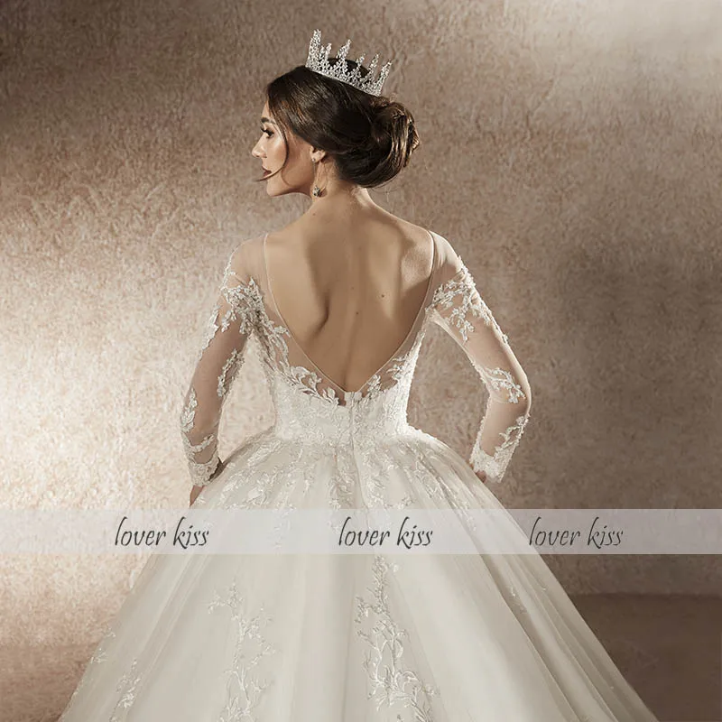 Женское кружевное свадебное платье прозрачное Тюлевое с рукавами и низкой