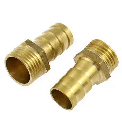 2 Pcs Brass Fitting 5/8" Water Air Hose Barb to 1/2" PT Thread Coupler Adapter