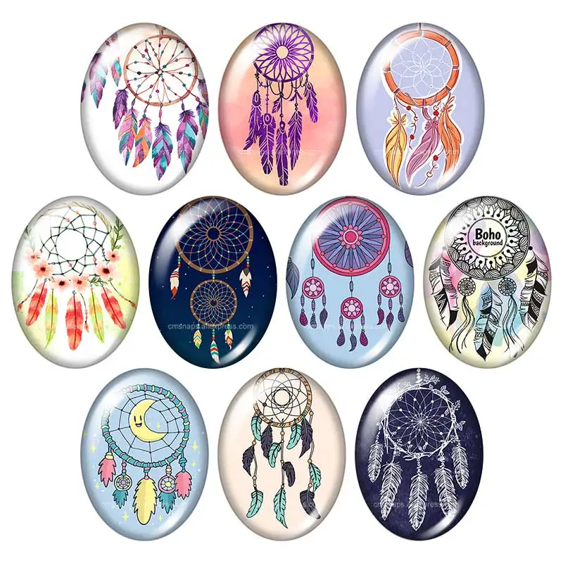 Beauty Dream catchers перья 13x1 8 мм/18x2 5 мм/30x40 мм Смешанные овальные фото стекло кабошон