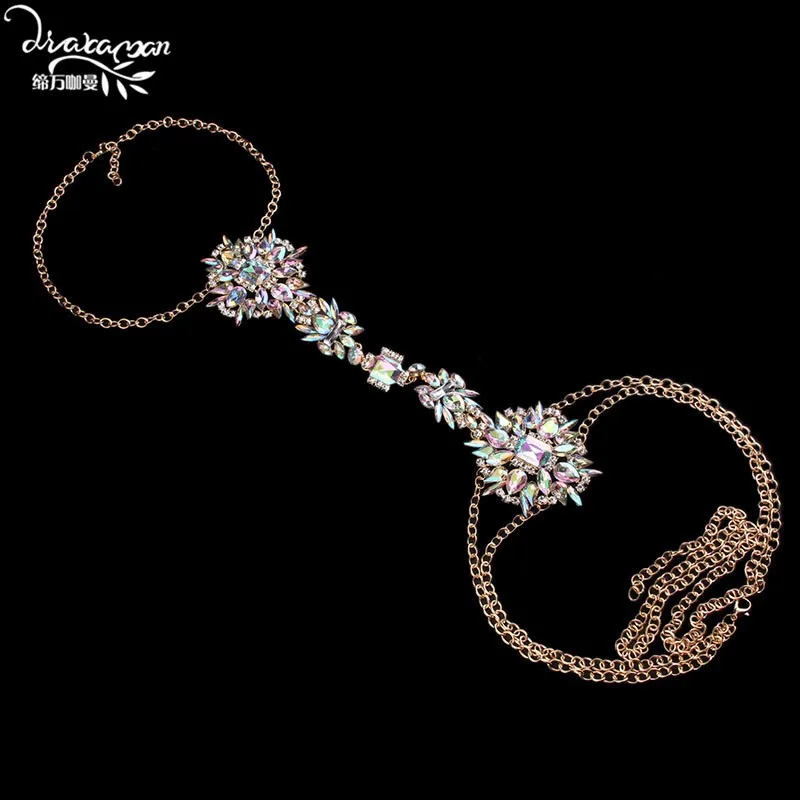 Бренд Dvacaman,, модные женские украшения для тела с кристаллами, сексуальные стразы, колье, ожерелье, жгут, бюстгальтер, ювелирное изделие DD28