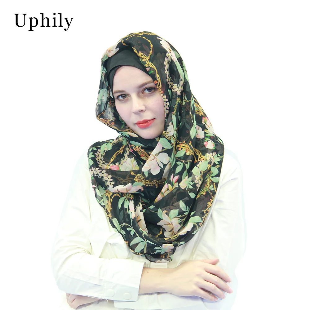 Chiffon Scarf Shawls Muslim Hijabs Female Head Coverings Spring Autumn Floral For Women Long Scarves Wraps | Тематическая одежда и
