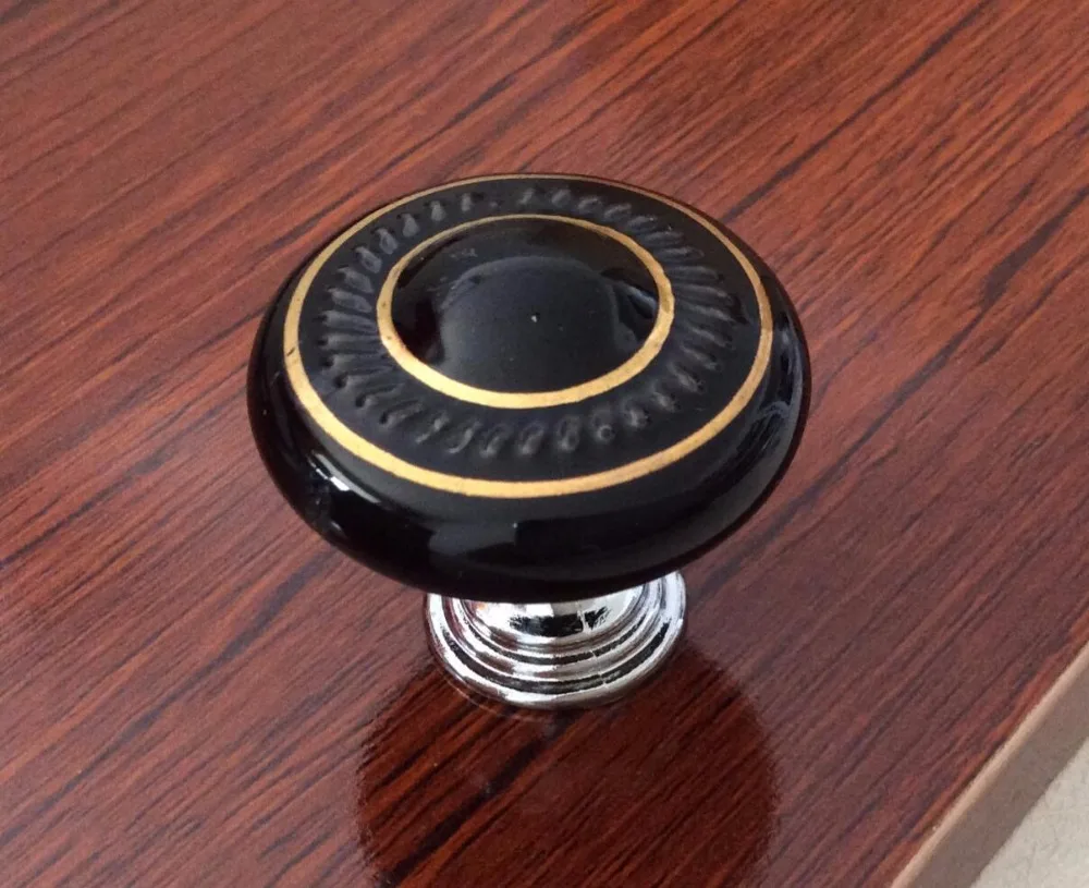 Черный/белый Керамика ручки ящика сельской местности Кухня шкафа/комод