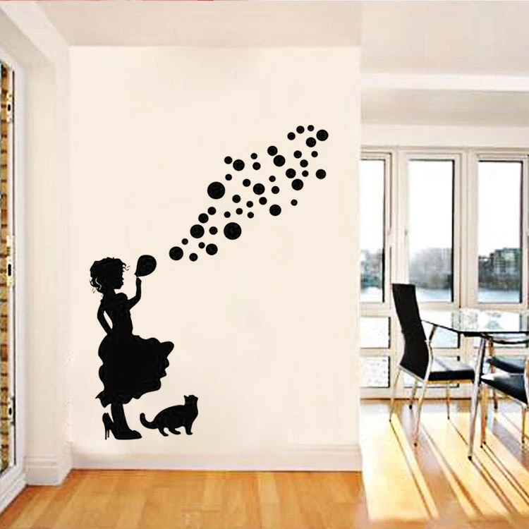 Black Creative Children's room DIY Art Wall Stickers Home Decoration Vinyl Wallpaper girl JG1653 |