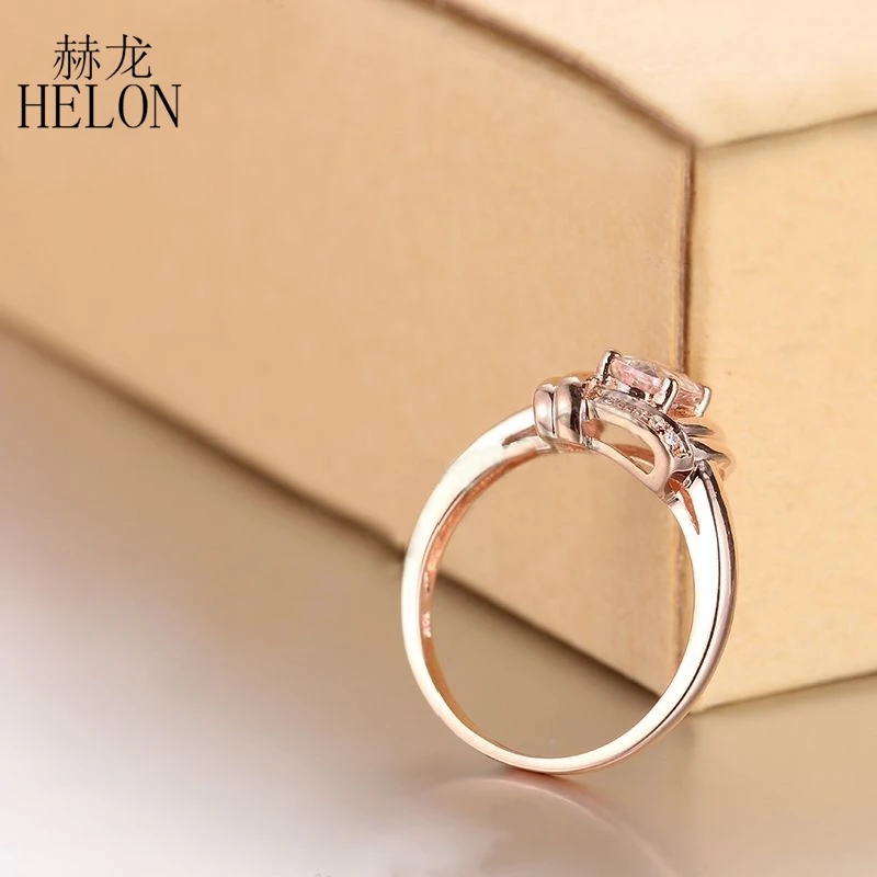 HELON Solid 14 K Розовая, золотая, овальная огранка, натуральный бриллиант, уникальное свадебное кольцо на головщину зубец, женские Украшения