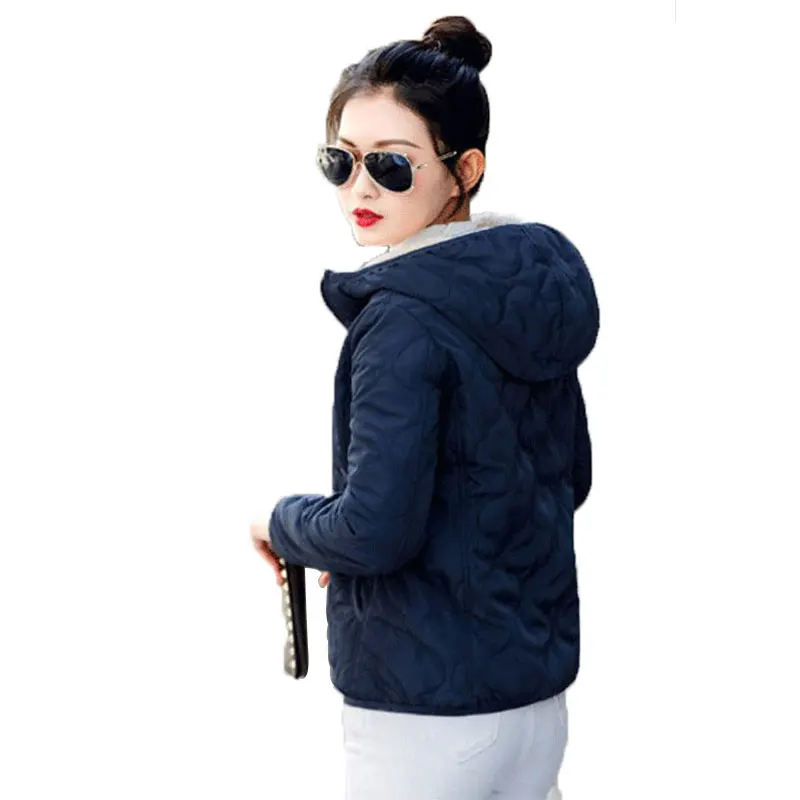 Зимние Для женщин теплая короткая куртка с капюшоном 2018 Мода искусственной