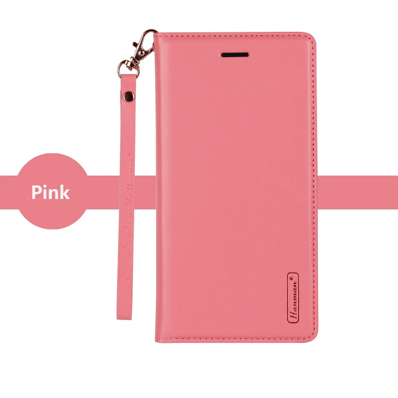 Pink Кожаный чехол-книжка Hanman для samsung Galaxy S7 edge, S8, S9, S10, S10e Plus, чехол-кошелек с отделением для карт - Цвет: Pink