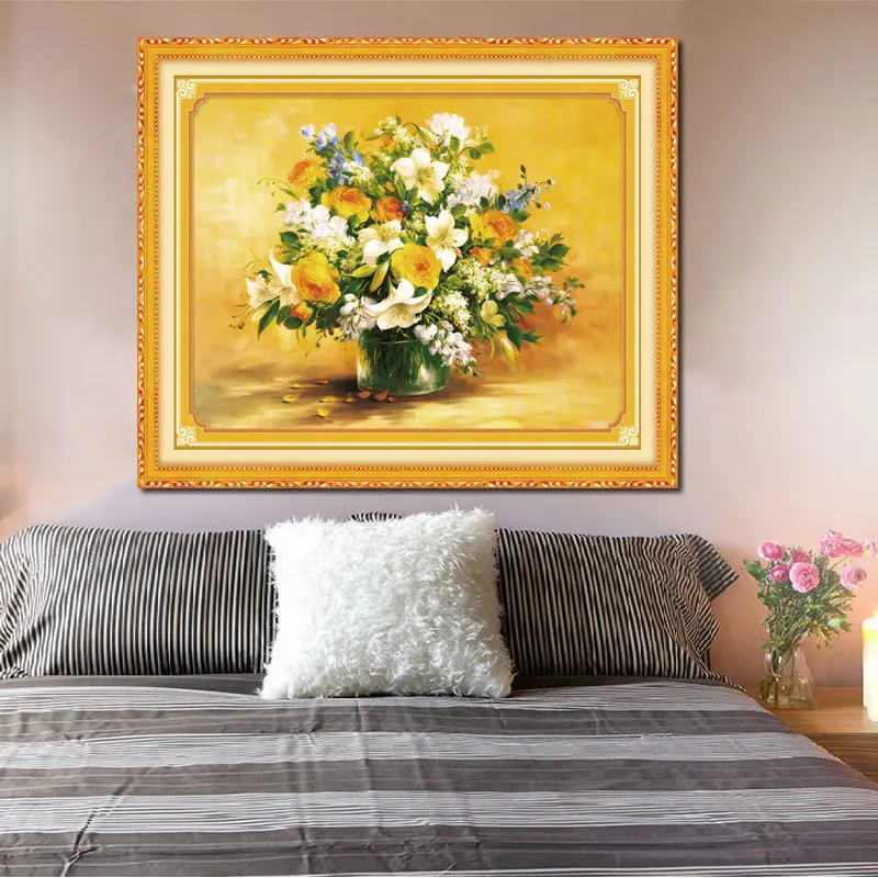 

Needlework,DMC DIY Cross stitch,kits for Embroidery sets, table Lily Rose floral Flower Cross-Stitch painting Wholesale