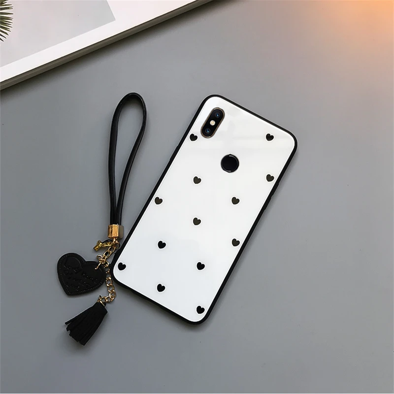 Чехол из закаленного стекла для Xiaomi Mi a1 A2 A3 Lite 5X 6X 6 Love Heart Жесткий Note 3 Play Wristband Couqe Capa