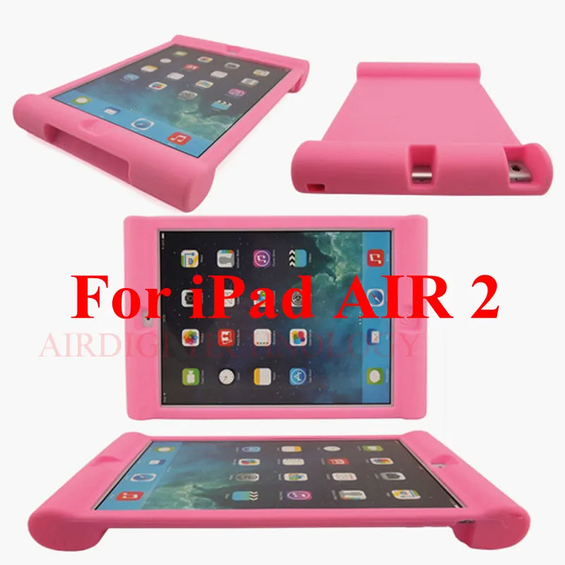 RUKWAACH уникальный противоударный мягкий чехол-подставка для iPad AIR 2, защитный чехол для детей, студентов, пенопласт для iPad 6, чехол - Цвет: pink no kickstand