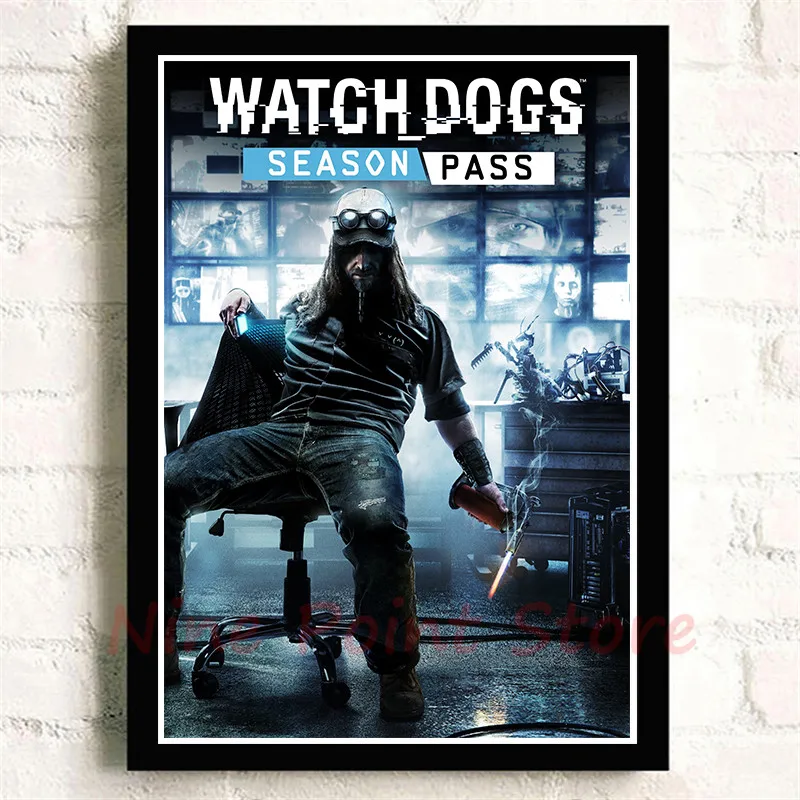 Watch Dogs бумажные плакаты с покрытием, игра, домашний интерьер, украшение, рисунок, ядро, наклейки на стену, бескаркасные - Цвет: Фиолетовый