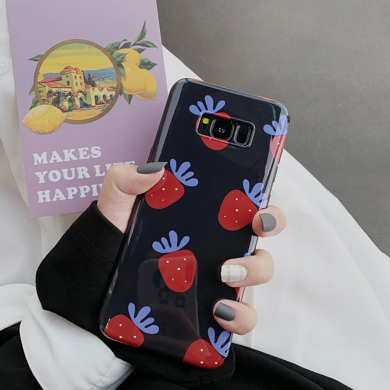 YHBBCASES для Samsung Note 8 9 мультфильм фрукты IMD мягкие чехлы модные милые клубники