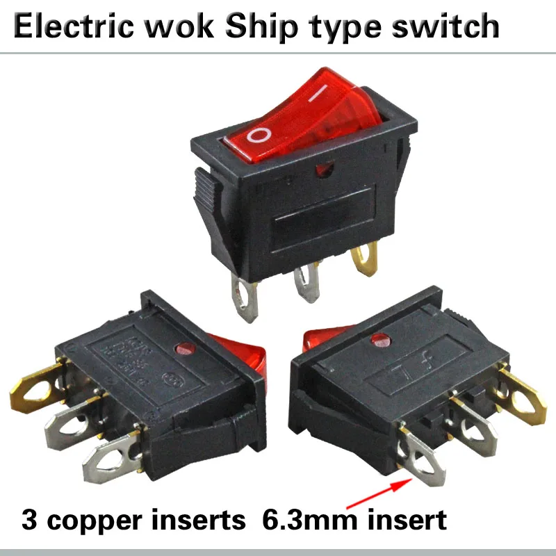 KCD3 черный переключатель лодочного типа клавишный 25x20 мм 16A250V 3 контактный 2