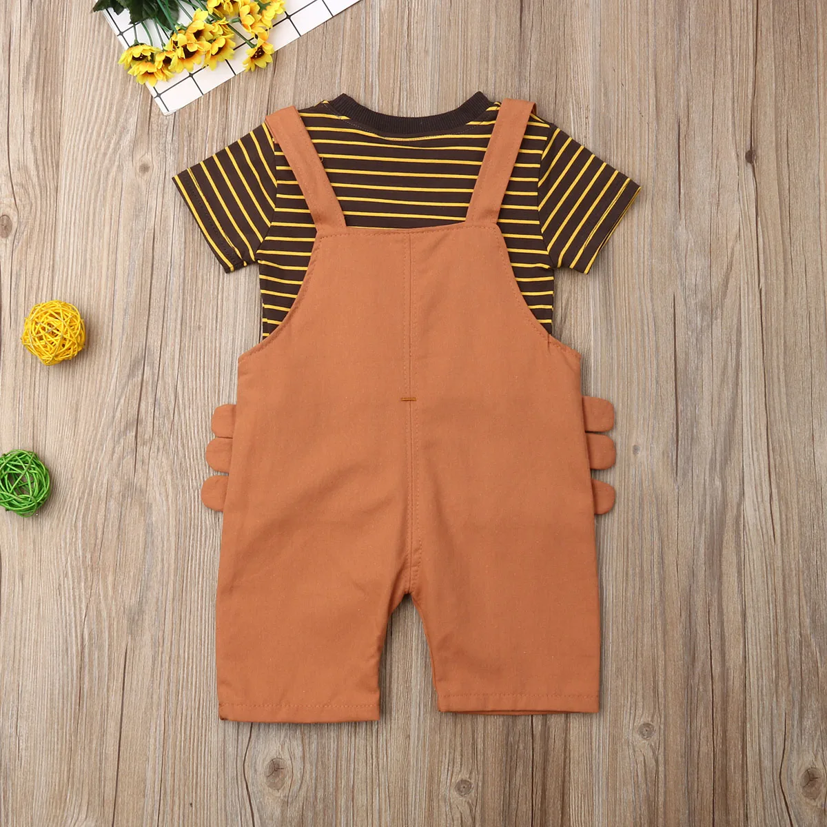 2019 Brand 2PCS Kids Baby Boys Children Clothing Clothes Stripe Short Sleeve Tops+Bib Pants 2pcs Outfit Summer Fashion 1-5Y | Детская