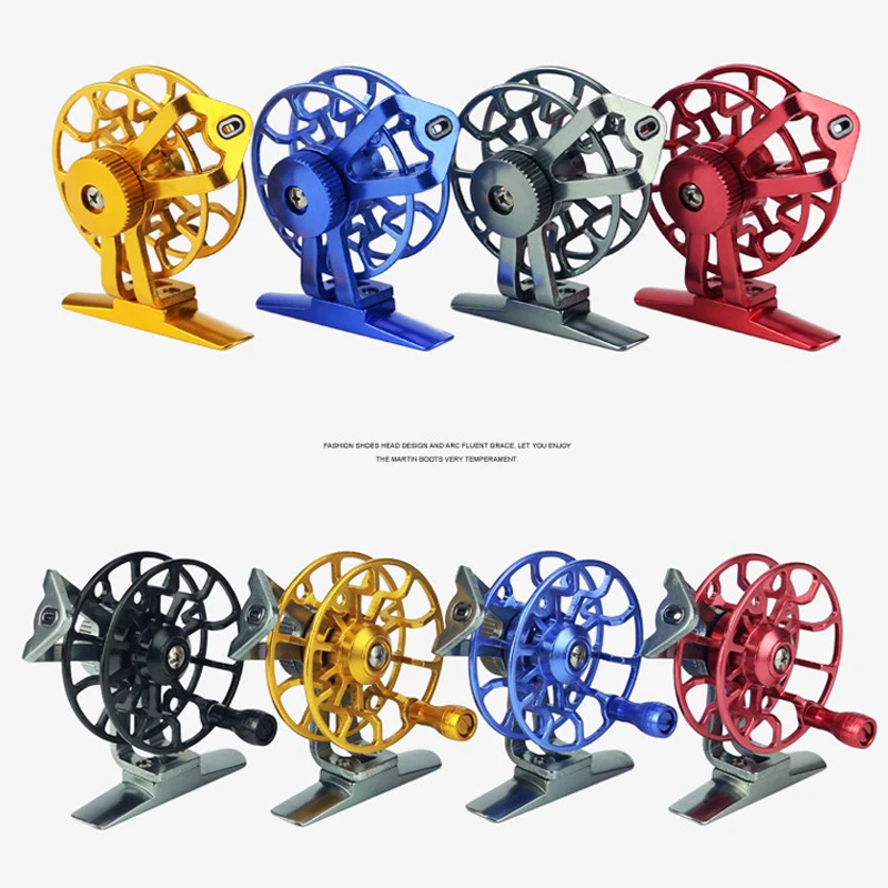 

Hot Mini Full Metal Ultra-light Former Ice Fishing Reels Gear Ratio 1:1 Right Hand Fly Fishing Reel CNC Machined Aluminum 8Color