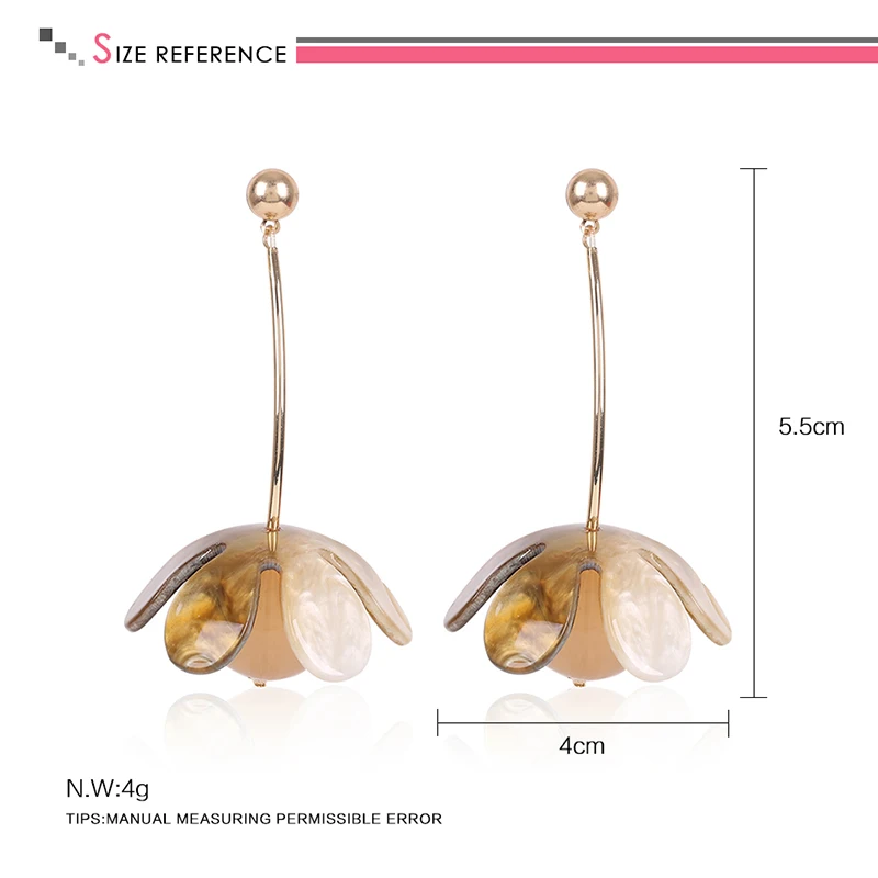 Lilie и белый 3d акриловый цветок Висячие серьги для Для женщин Мрамор efffect два Цвета