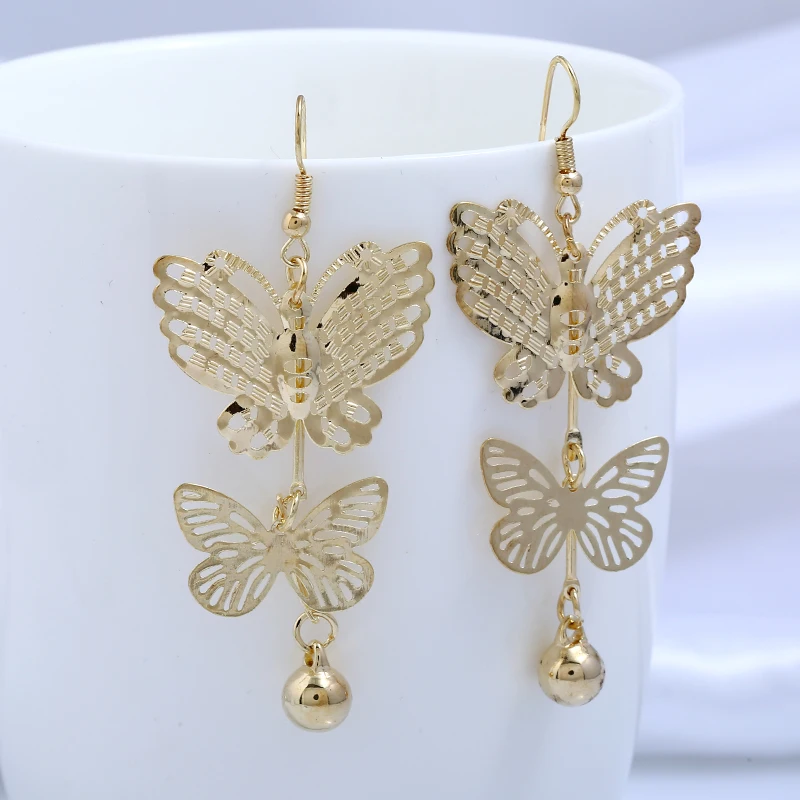 Модные панк 2018 новые серьги ювелирные изделия полые бабочки длинные висячие с