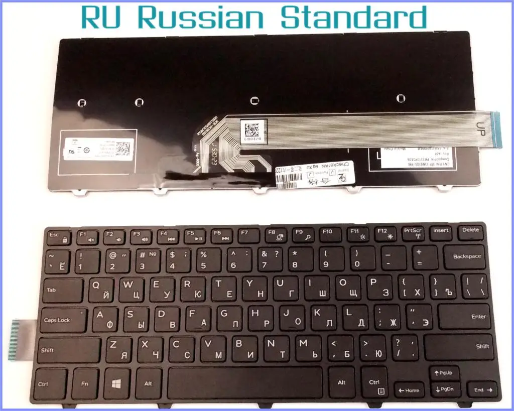 

Russian RU Version Keyboard for Dell Latitude 3450 V147125AS1 SN8233 050X15 Laptop No-Backlight With Frame Black