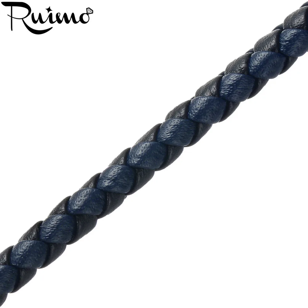 Плоский плетеный кожаный шнур RUIMO 6*3 мм из натуральной плетеной кожи разноцветные