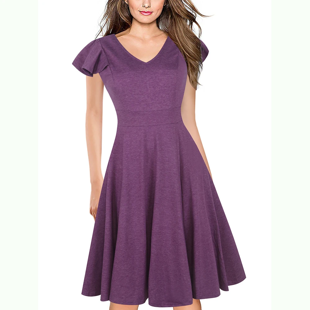 Berydress V Neck Butterfly Sleeve Fit and Flare Women Dress Empire Waist Green Midi Vestidos Casual Yellow Summer Dresses 2018 | Женская