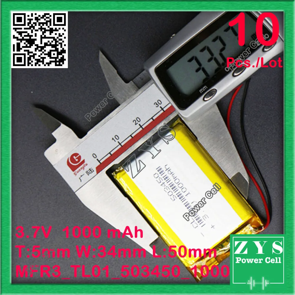 Safety Packing (Level 4) 10 pcs./Lot SD503450 3.7V 1000mah Li-ion Rechargeable Battery 5x34x50mm | Компьютеры и офис