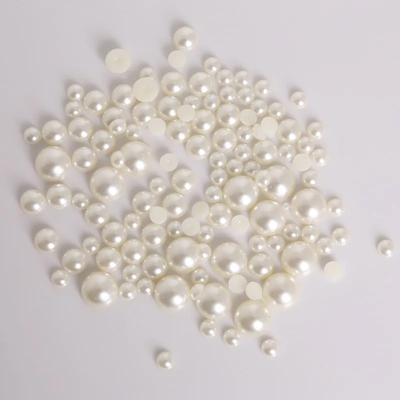 New 1.5mm-14mm Flatback Half Round Plastic ABS Imitation Beige Pearl Craft Beads For DIY Jewelry Craft Scrapbook Decoration