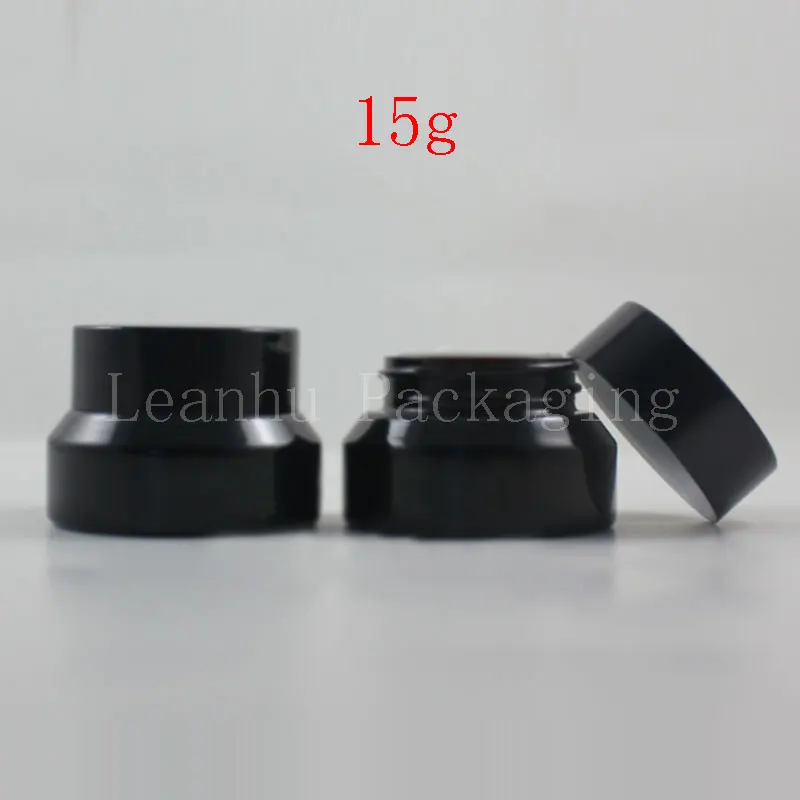 Оптовая продажа 15 г бутылка для крема из черного стекла пустой косметический