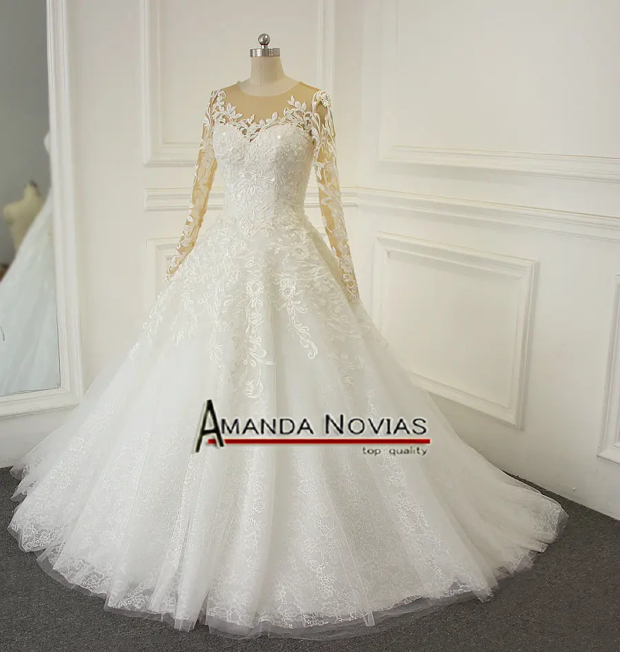 2019 г. кружевные аппликации с длинным рукавом трапециевидные свадебные платья