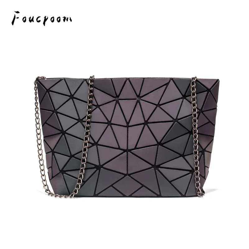 Новая женская сумка на плечо светящаяся с геометрическим рисунком модные