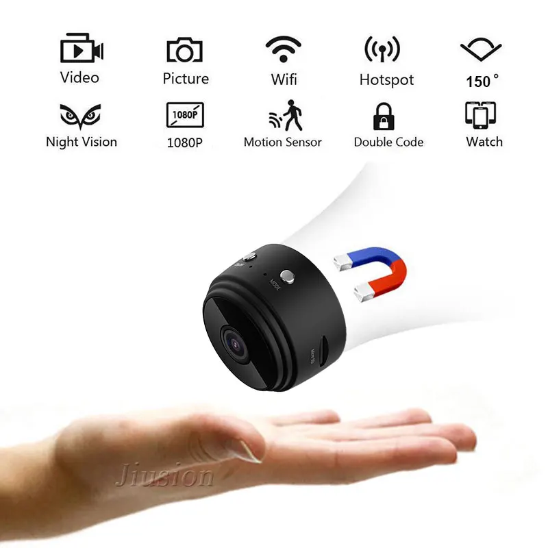 Мини камера на магните A9 WiFi 1080P HD IP P2P ИК Ночное Видение Обнаружение движения
