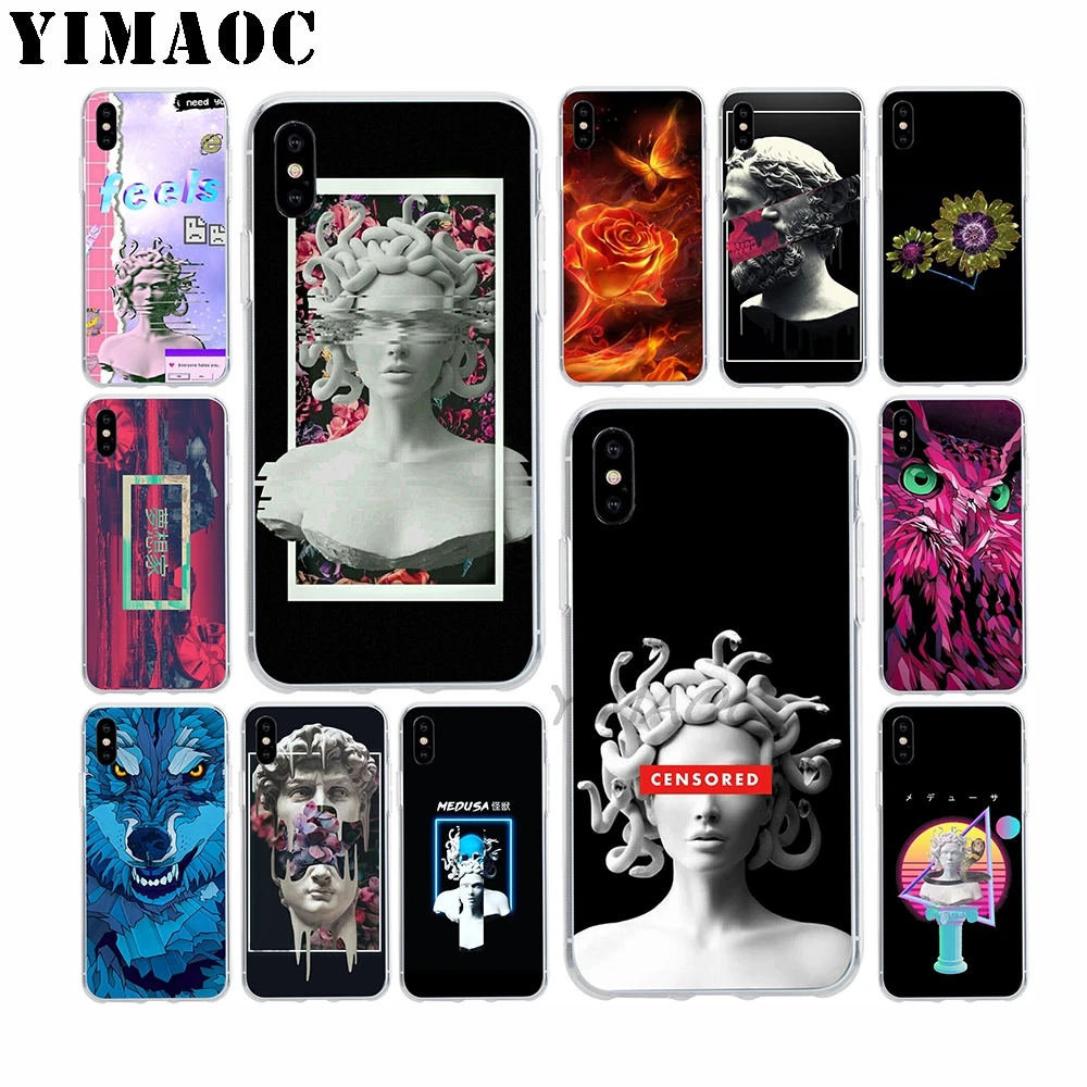 YIMAOC Medusa Vaporwave Art Soft Silicone Case for Apple Iphone 11 Pro Xr Xs Max X 10 8 Plus 7 6S 6 SE 5S 5 7Plus 8Plus |