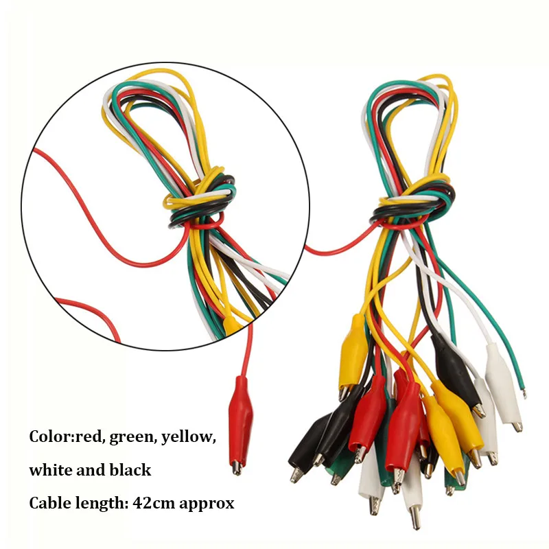 10x зажимы для аллигатора Тестовые провода Аллигатор двухсторонние крокодильей