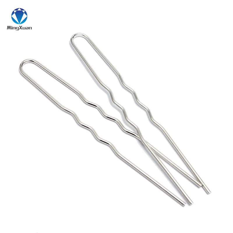 Rhodium MINGXUAN, 50 шт./лот, 70 мм* 1,2 мм, палочки для волос, u-образные шпильки и иглы, установка для женщин, ювелирные изделия, изготовление украшений - Окраска металла: Rhodium
