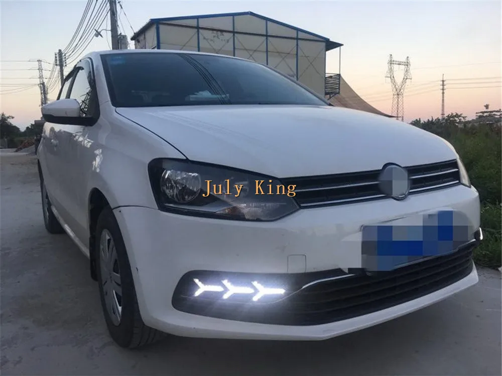 July King светодиодный чехол для дневных ходовых огней для Volkswagen Polo- без противотуманной фары, СВЕТОДИОДНЫЙ DRL+ желтые указатели поворота