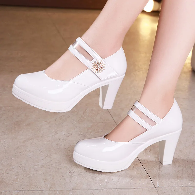 Большие размеры 32–43 Лакированная кожа женские туфли-лодочки женская обувь на