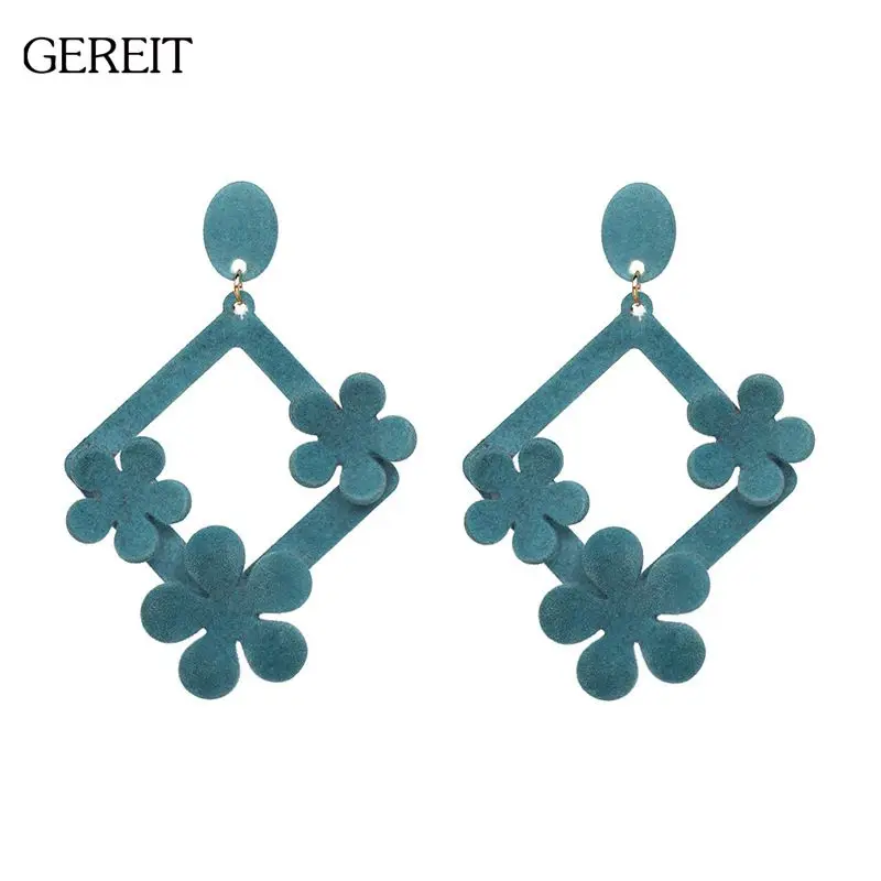 Корейский стиль Простой бархатной геометрический квадратные серьги моды Малый