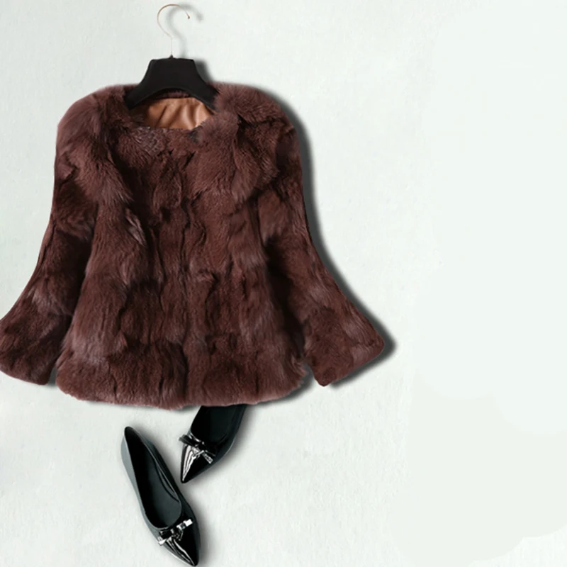 (TopFurMall) Женская модная куртка из натурального Лисьего меха пальто с круглым