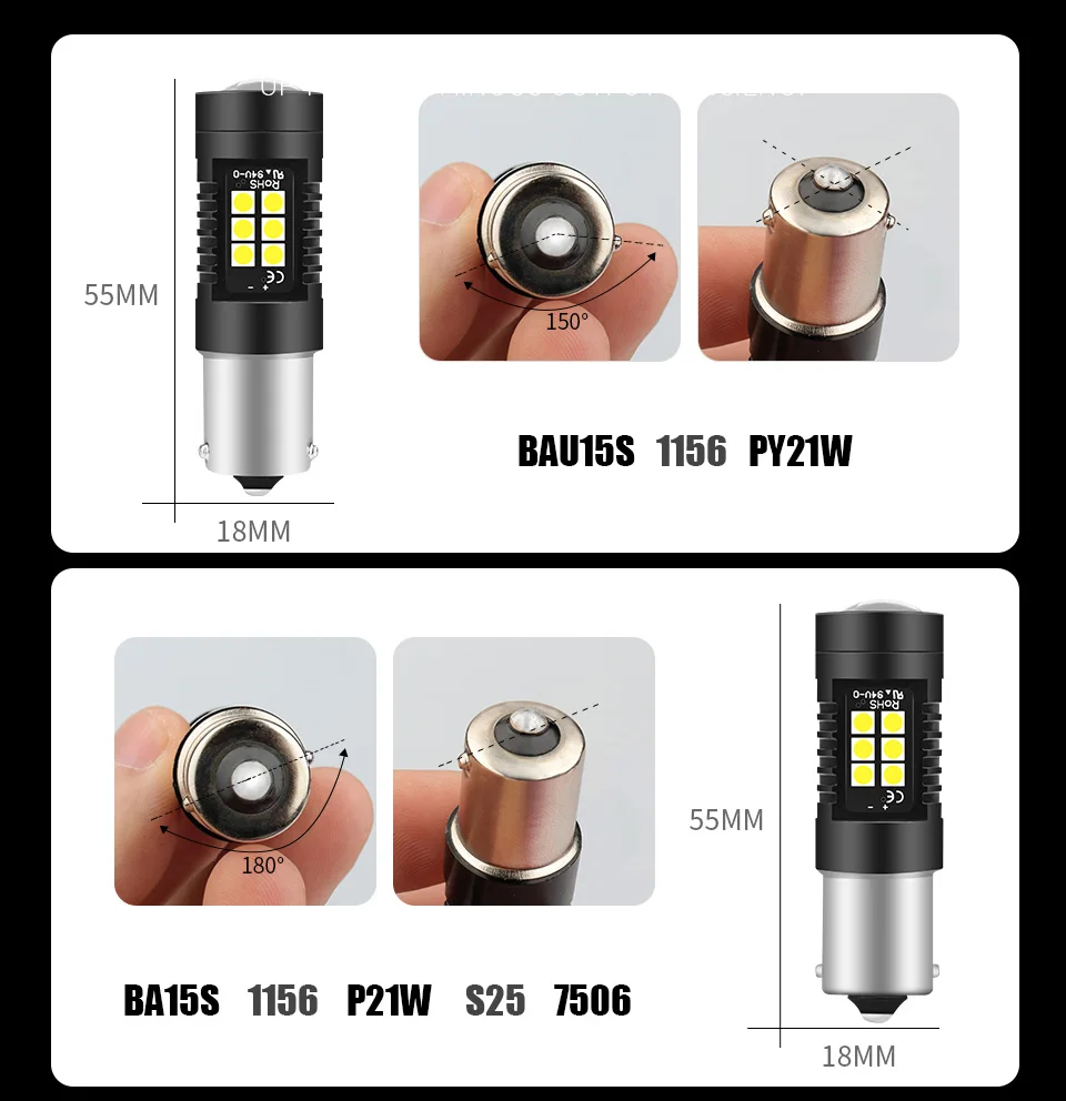 2psc сигнальная лампа 1156 BA15S p21w P21/5 Вт светодиодный PY21W BAY15D BAU15S 7440 T20 7443 W21W обратный задние фонари тормоза светильник сигнала поворота светильник s