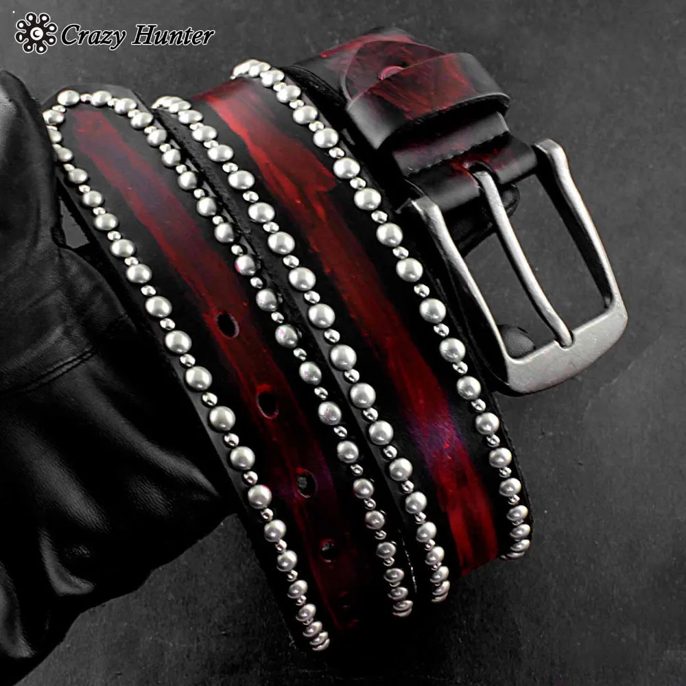 Западная Мода Bling шипованные рок панк кожаный ремень для мужчин/женщин