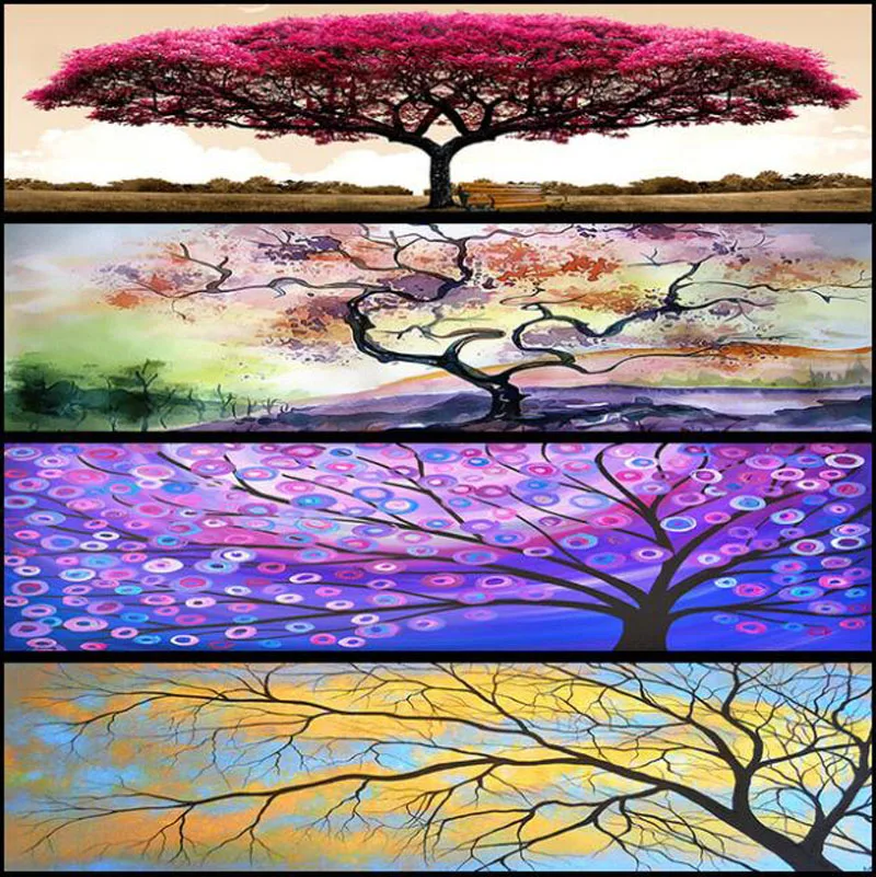 

Touoilp 5D Diy square&round Embroidery Scenic dream Coloured trees Cross Stitch Full Landscape tree Diamond Painting Landscape
