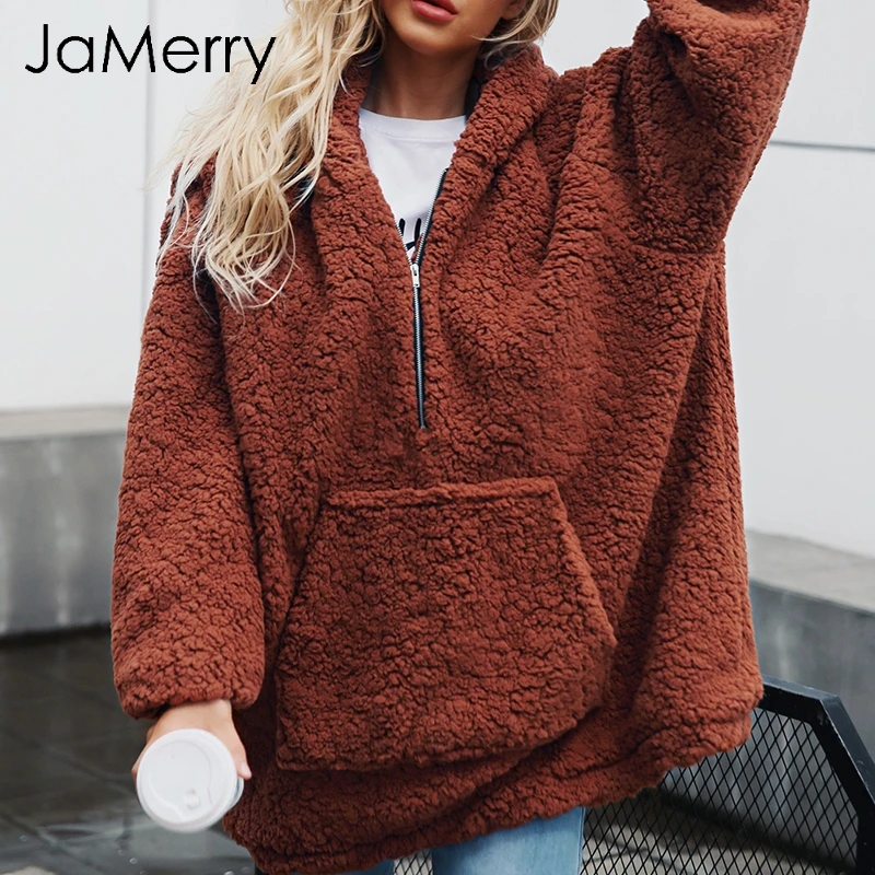 JaMerry искусственная овечья шерсть Толстая Женская куртка пальто плюс размер