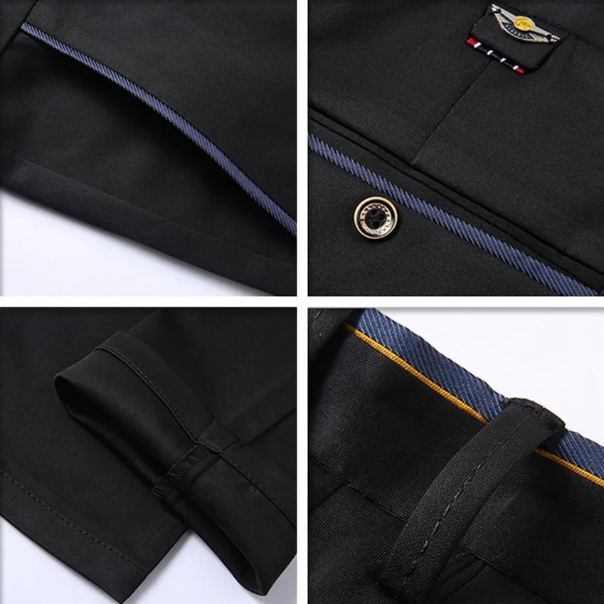 

Pure Color Men's Casual Pants Navy Blue Black 2018 Autumn and Winter Slim Fit Trousers Men Size 28 29 30 31 32 33 34 36 38