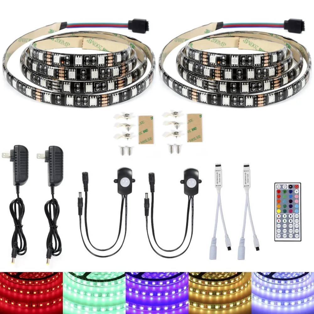 WIXURE светодио дный led Bed light Kit RGB PIR Motion активированный светодиодный датчик Ночной
