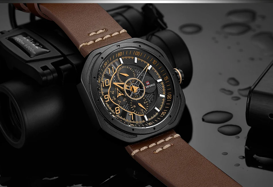 Топ люксовый бренд NAVIFORCE мужские модные спортивные аналоговые Мужские часы из натуральной кожи водонепроницаемые кварцевые наручные часы Masculino